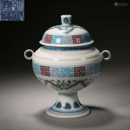 Qing Dynasty,Blue and White Binaural Jar