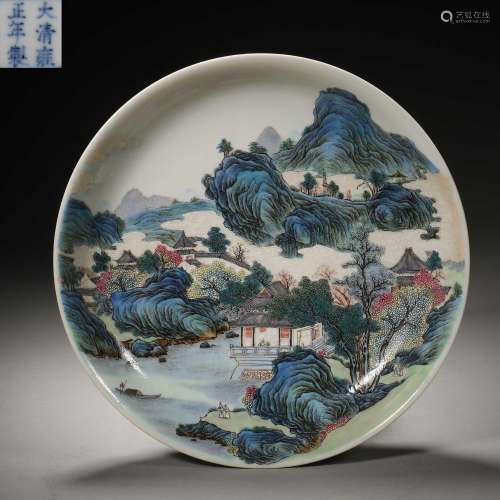 Qing Dynasty,Fighting Colors Landscape Plate