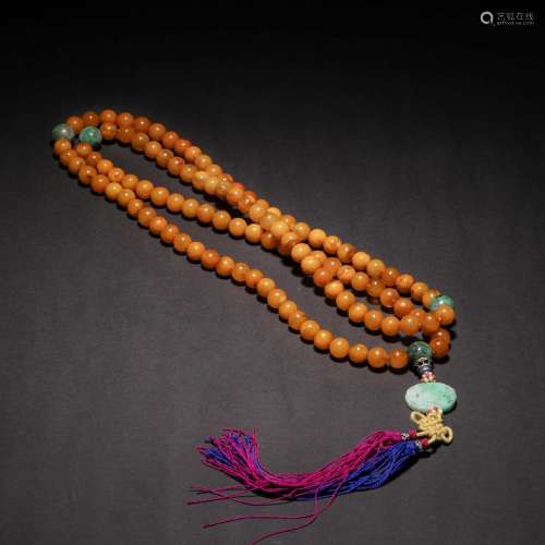 Qing Dynasty,Beeswax 108 Buddha Beads