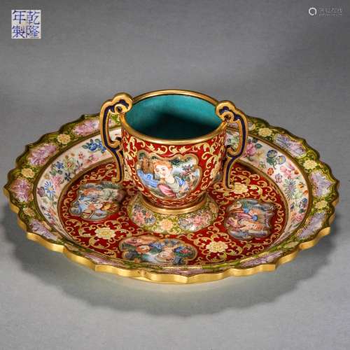 Qing Dynasty of China,Copper Body Painted Enamel Saucer