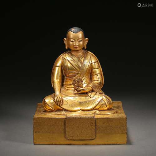 Qing Dynasty,Gilt Guru Statue