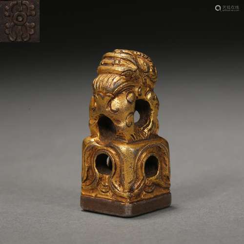 Qing Dynasty, Gilt Beast Head Seal