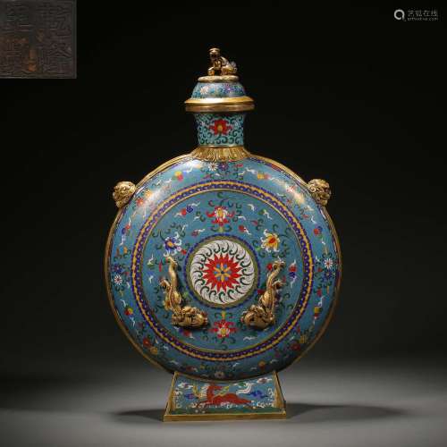 Qing Dynasty,Cloisonne Flower Moon Holding Bottle
