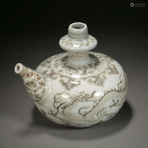 Ming Dynasty,Underglaze Red Dragon Pattern Holding Pot