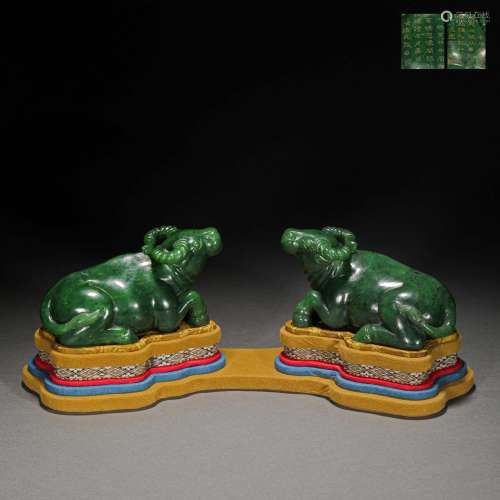 Qing Dynasty,Hetian Jasper Cattles