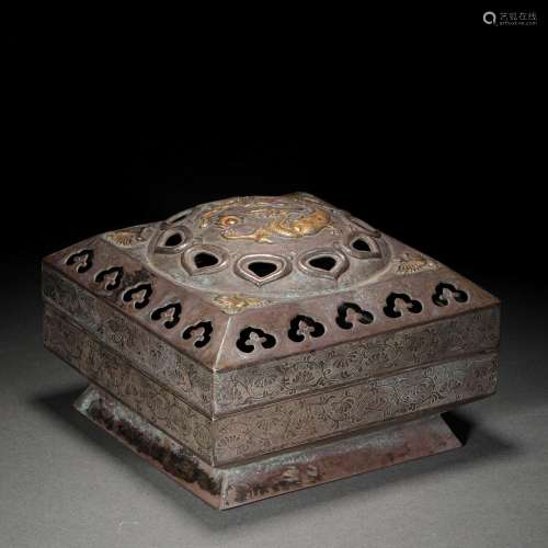 Ming Dynasty,Silver Gilt Flower Aromatherapy Box