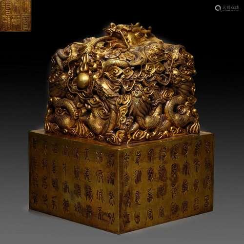 Qing Dynasty,Gilt Beast Head Seal