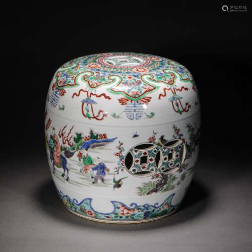 Qing Dynasty,Multicolored Character Stool
