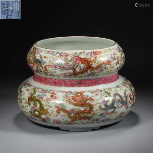 Qing Dynasty,Famille Rose Dragon Pattern Dragon and Phoenix ...