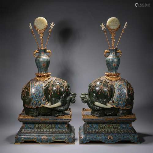 Qing Dynasty,Cloisonne Peaceful ElepMing t