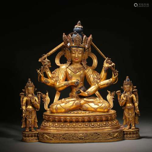 Qing Dynasty,Gilt Buddha Statue