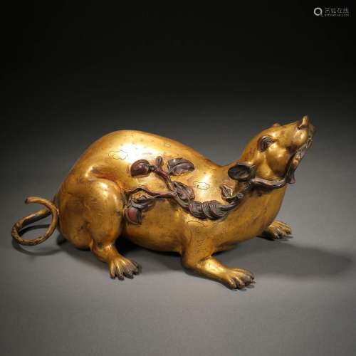 Qing Dynasty,Gilt Lucky Rat