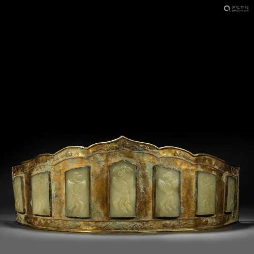 Ming Dynasty,Hetian Jade Inlaid Defend Waist