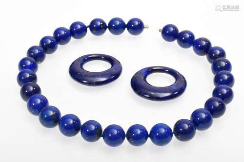 3 Diverse Teile Schmuck: Lapislazuli Kugelkettenstrang mit W...