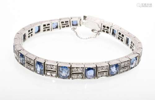 Weißgold 333 Rivière Armband mit Brillanten (zus. ca. 3ct/VS...