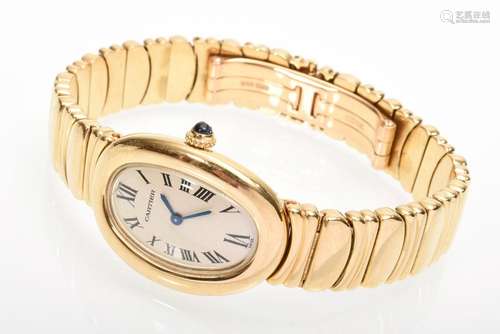 Cartier „Baignoire“ Gelbgold 750 Damenarmbanduhr, 1992, Quar...