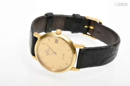 Omega "De Ville" Gelbgold 750 Armbanduhr, Quarzwer...