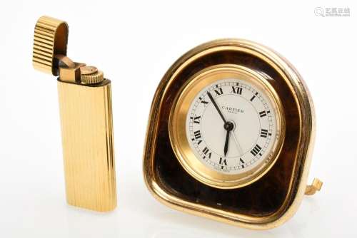 2 Diverse Teile Cartier: Reisewecker mit mechanischem Uhrwer...