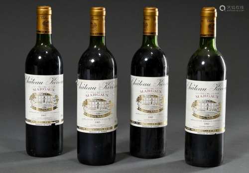 4 Flaschen 1983 Bordeaux Rotwein "Chateau Kirwan",...