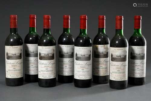 8 Flaschen 1985 Bordeaux Rotwein "Chateau Laujac",...