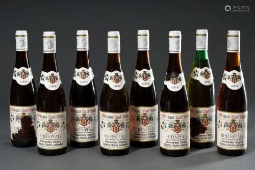 8 Flaschen 1983 Weißwein "Riesling Auslese", halbt...