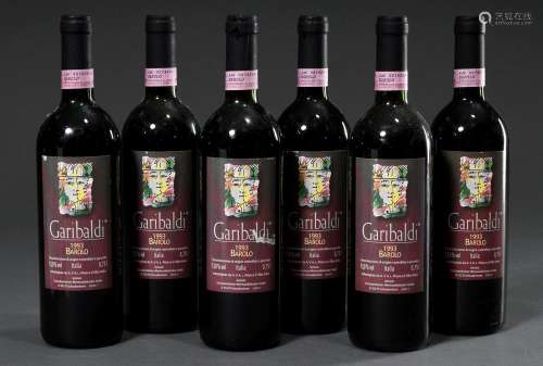 6 Flaschen 1993 Rotwein "Barolo", Italien (DOCG), ...