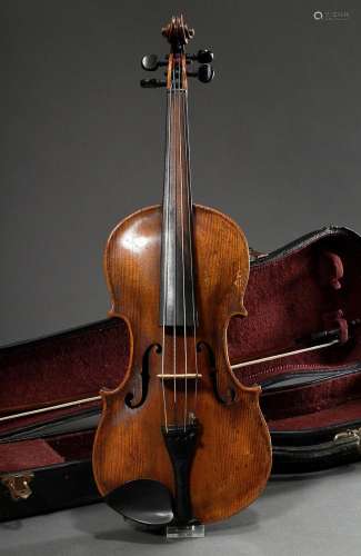 Deutsche Geige, um 1900, rücks. „Stainer“ Stempel, innen Fak...