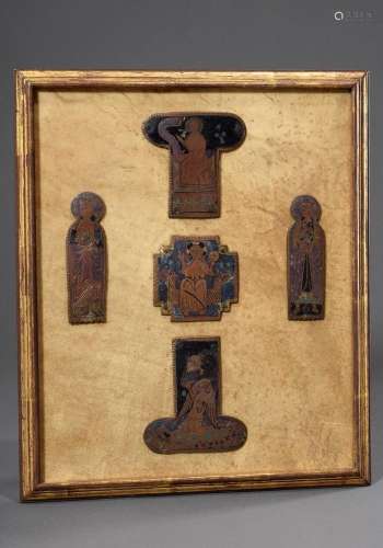 5 Teile Limoges Kruzifix Beschläge mit Champlevé Emaille und...