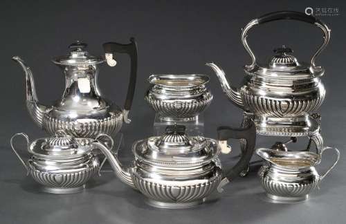 6 Teile modernes Kaffee-Tee-Set im Queen Ann Stil mit godron...