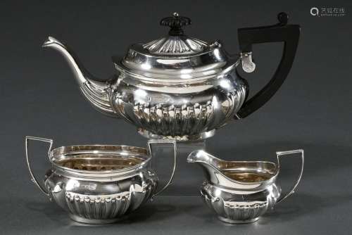 3 Teile englisches Miniatur Teeset im Queen Ann Stil mit Mus...