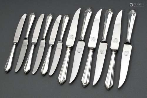12 Diverse BSF Messer "Friederike" mit Silber 800 ...