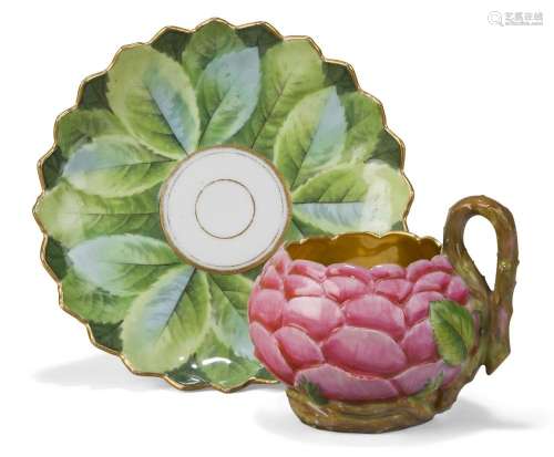 A Paris porcelain (Darte) cup and a saucer, c.1820, gilt Dar...