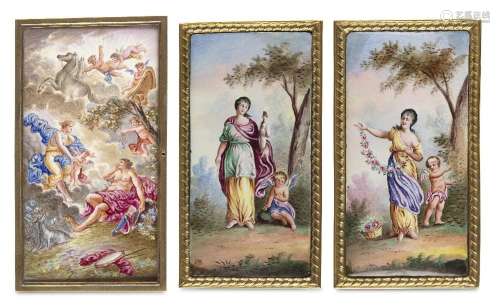 A pair of continental enamel plaques, late 19th/early 20th c...