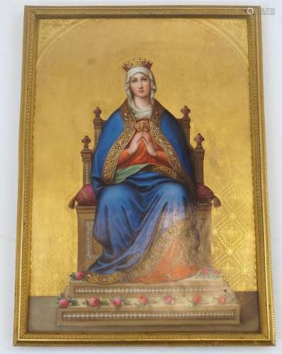 A Berlin porcelain panel, c.1880, painted with the Madonna s...