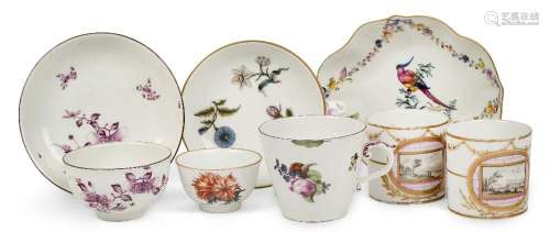 A collection of Meissen porcelain, mid-18th century, blue cr...
