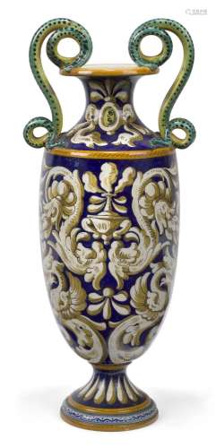 An Italian Colonnata majolica amphora, early 20th century, w...