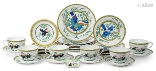 A Hermes Porcelaine 'Toucans' pattern dinnerware set, c.1980...