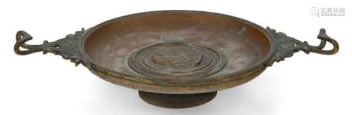 A French bronze tazza, cast by Barbedienne, c.1870, the shal...