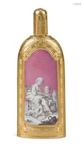 An Austrian gold-mounted enamelled scent bottle, c.1770/80, ...
