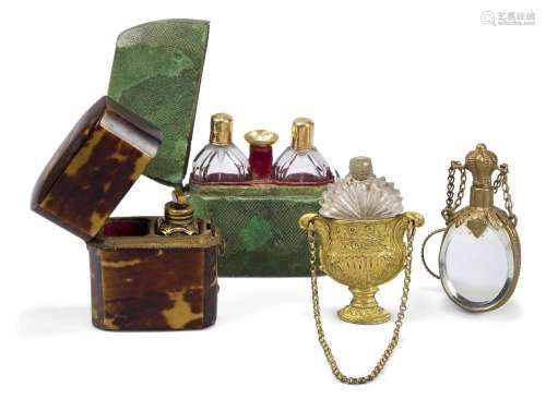 A group of four scent bottles, French and English, late 18th...