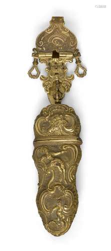 A George III gilt-brass etui with chatelaine, late 18th cent...