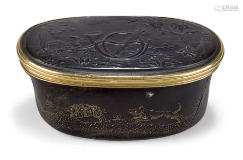 A Continental tortoiseshell and pique work snuff box, early ...