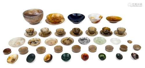 A collection of agate dishes and bowls, late 19th/20th centu...