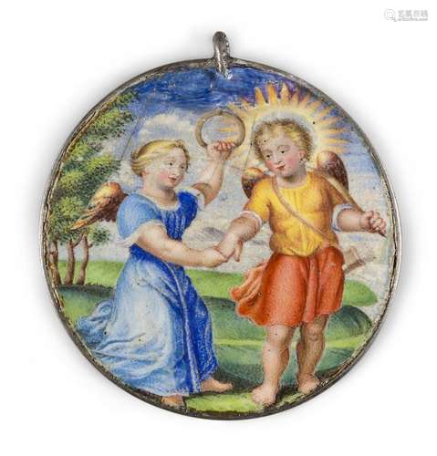 A French enamel pendant, in the Renaissance style, probably ...