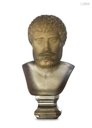 A citrine bust of a bearded gentleman, late 19th century, pr...