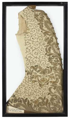 A George III embroidered waistcoat, late 18th century, worke...