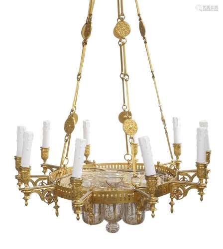 A French gilt-bronze ten-light chandelier, by Ferdinand Barb...
