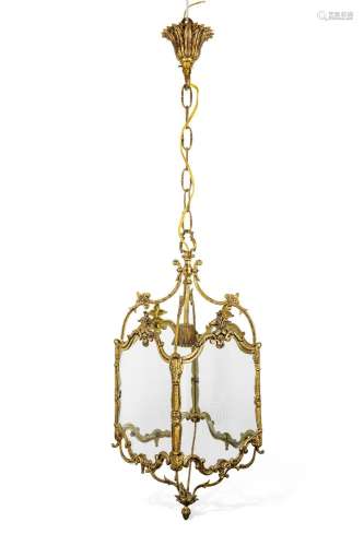 A George III style gilt-bronze hall lantern, late 19th centu...