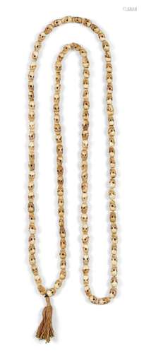 A Tibetan Buddhist Mala necklace, late 19th century, compris...