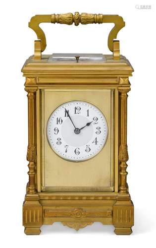 A large French gilt-brass repeating carriage clock, late 19t...